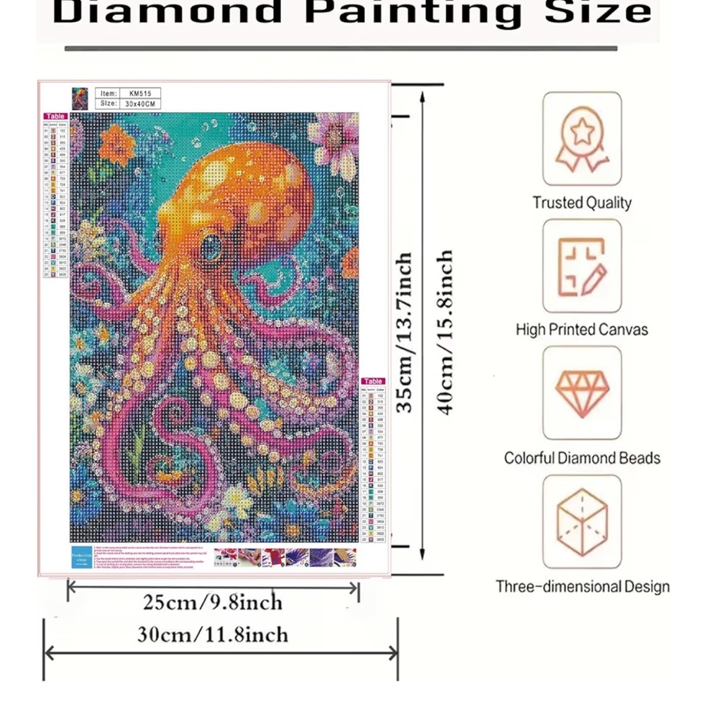 Vibrant Octopus Diamond Art Kit - Picture 2 of 5